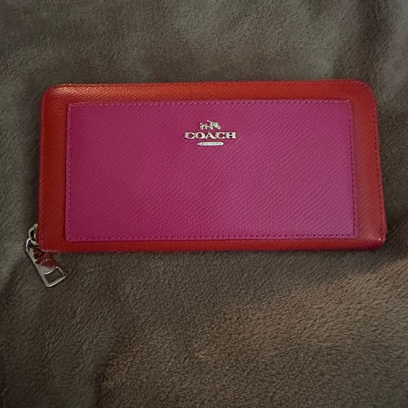 Coach Red & hot pink wallet - Picture 2 of 4
